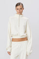 Eterne - Cropped Half-Zip Sweatshirt - Cream