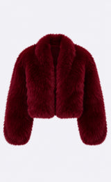 Daphne Faux Fur Jacket - Ruby