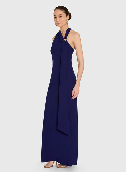 sonya low back maxi dress Sleeveless in Navy | XS Dalton V Neck Long ZE323dress159 Size:02 LENZING ECOVERO viscose fibres
