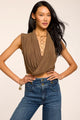 Ramy Brook - Evie Cropped Jersey Top - Sepia