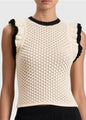 Alice + Olivia - Amity Embroidered Crochet Tank Top - Ecru/Black