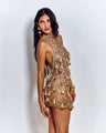 Ammi - Short Cadente Dress - Bronze Gold