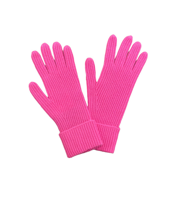 Autumn Cashmere - Ribbed Gloves - Ultra Pink