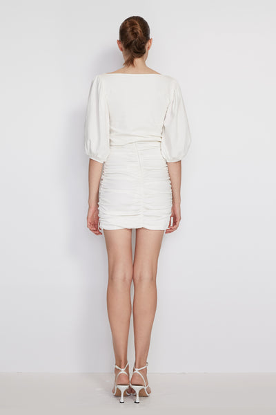 Amur White Kit Ruched Cotton Mini Skirt Size Small NWT