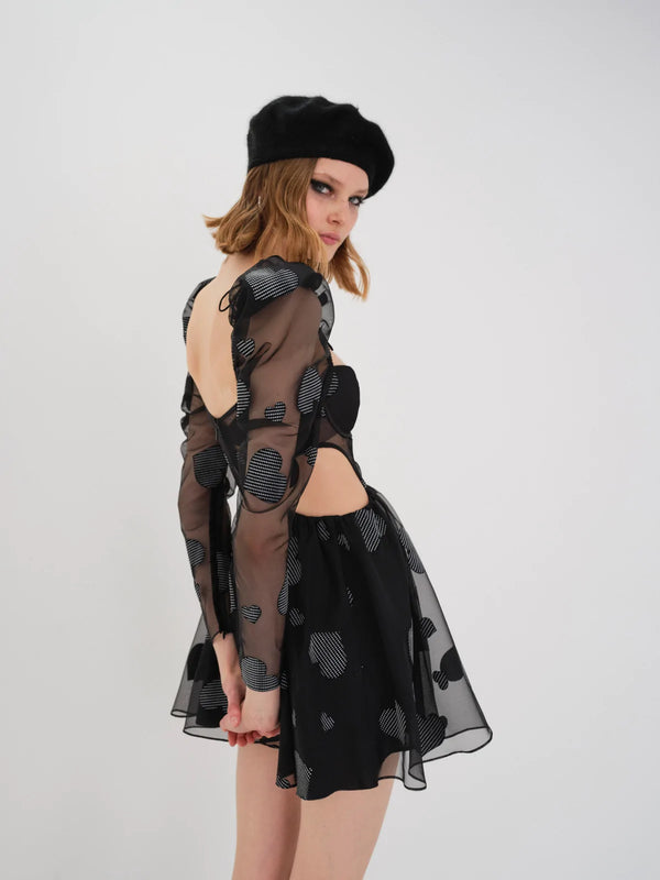 For Love & Lemons - Alexandra Long Sleeve Mini Dress - Black