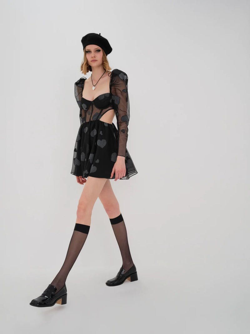 For Love & Lemons - Alexandra Long Sleeve Mini Dress - Black