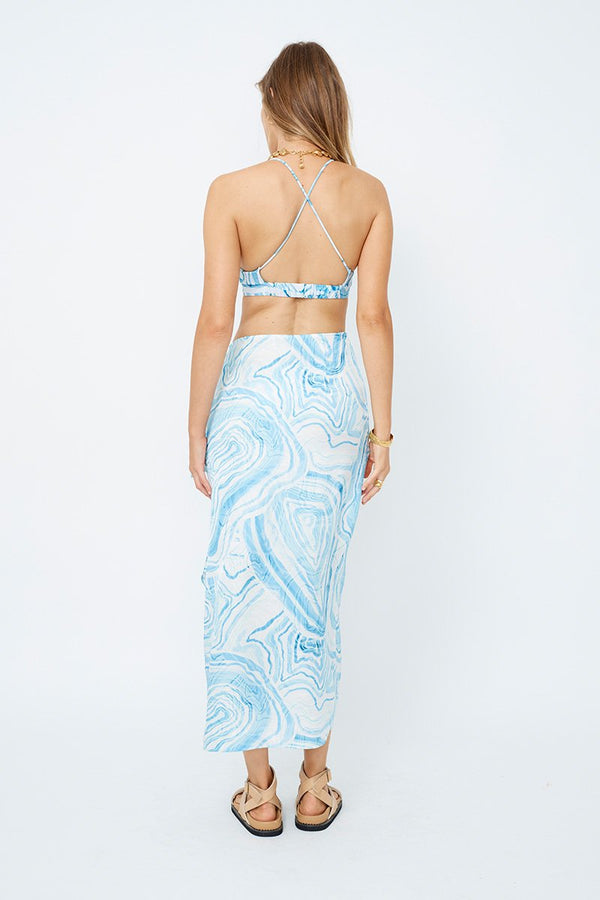 Suboo - Agate Drape Wrap Skirt - Blue Multi