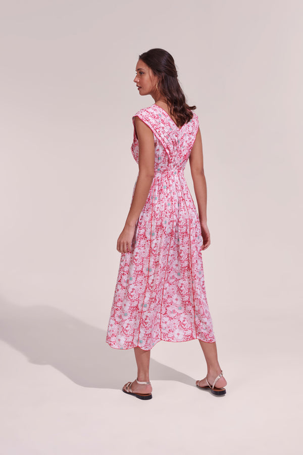 Poupette St. Barth - Long Dress Agnes - Pink Mid 70’s Garden