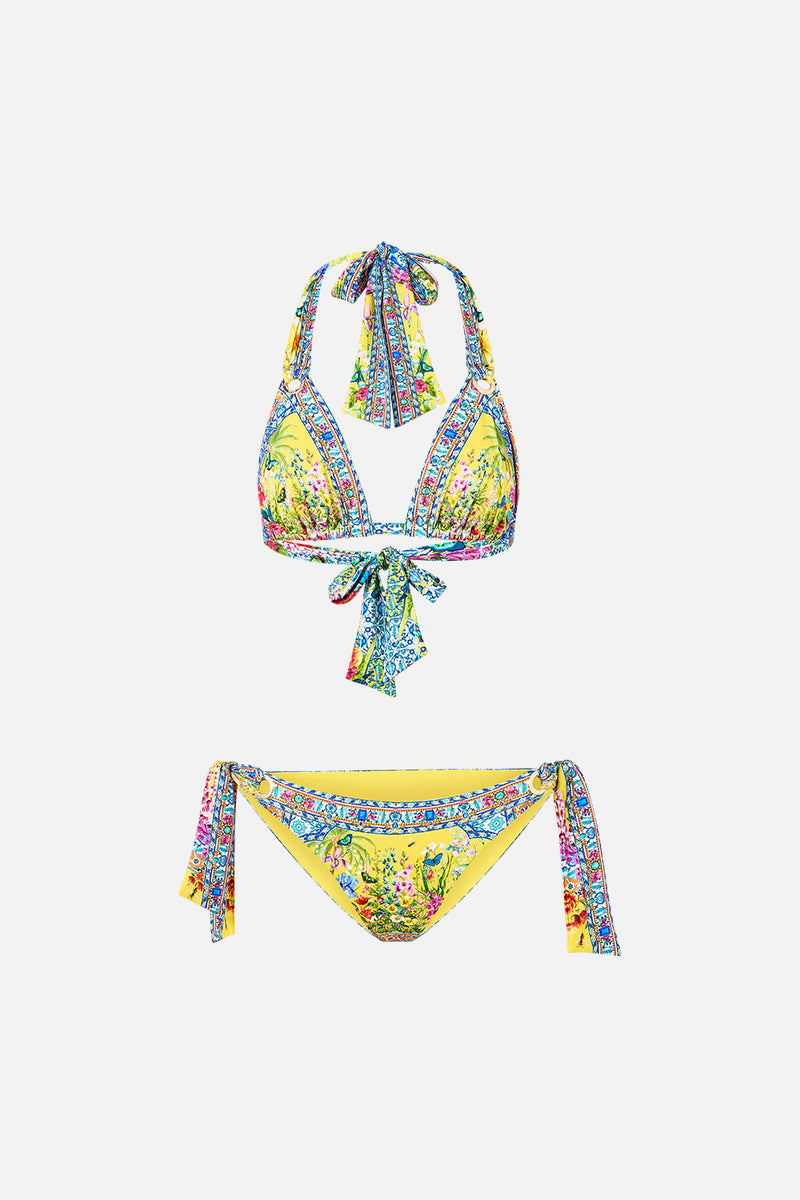 SOFT THICK TIE TRI BIKINI SET W EYELET TRIMS