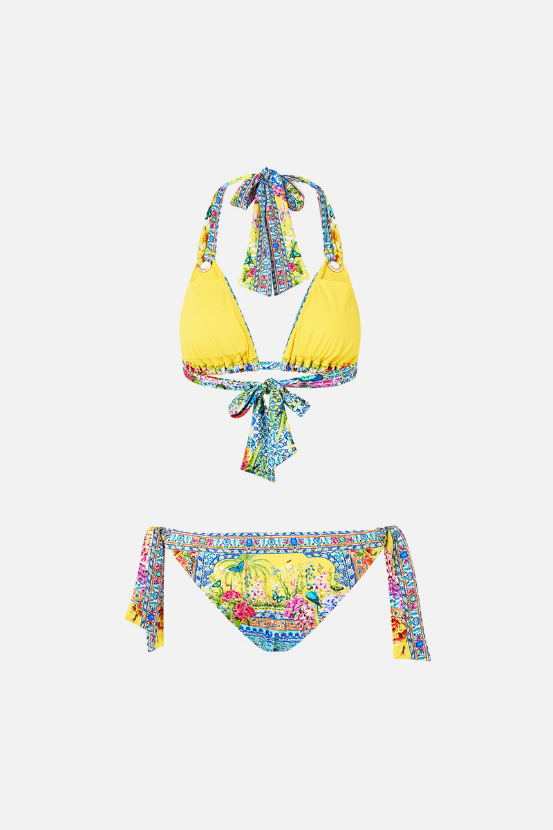 SOFT THICK TIE TRI BIKINI SET W EYELET TRIMS
