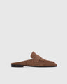 Black Suede Studio - Gabby Loafer Mule - Brown Croc Suede