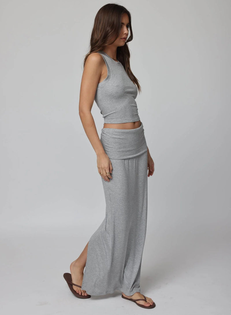 Stillwater - Rib Fold Down Maxi Skirt - Heather
