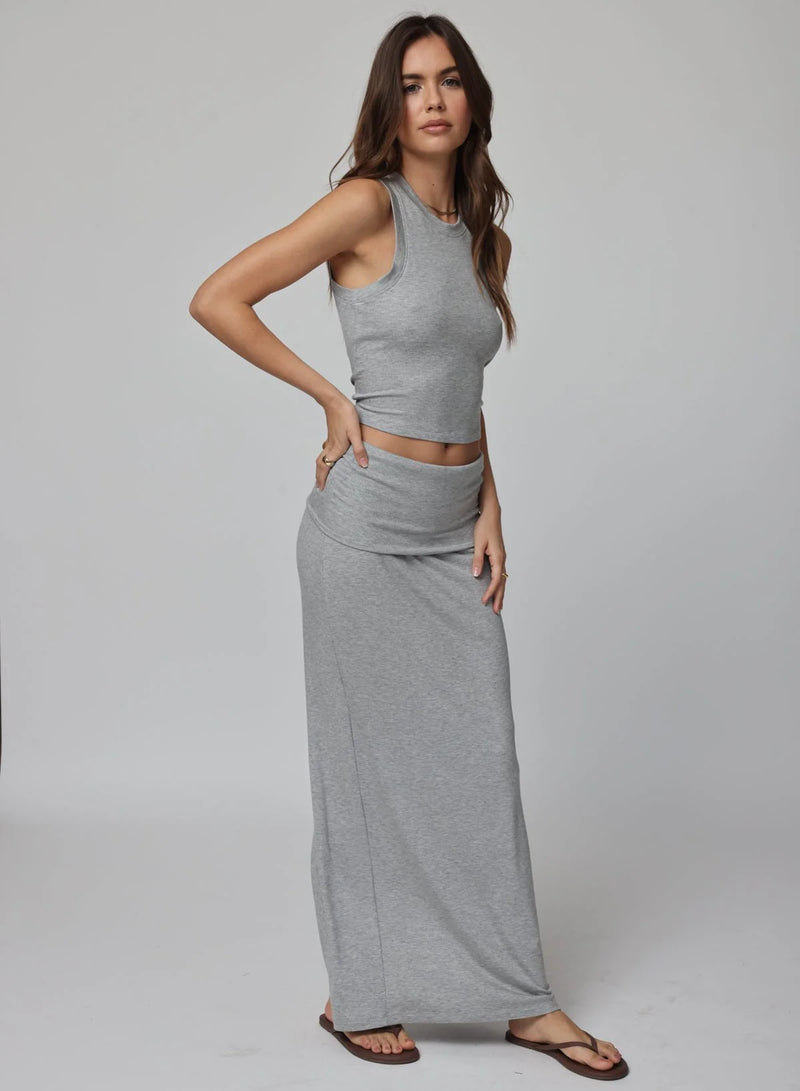 Stillwater - Rib Fold Down Maxi Skirt - Heather