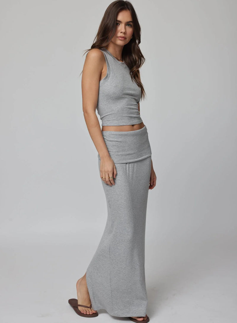 Stillwater - Rib Fold Down Maxi Skirt - Heather
