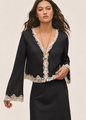 LoveShackFancy - Fioretta Lace-Trimmed Crepe Top - Black