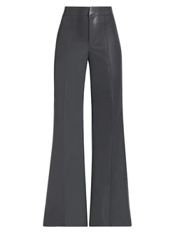 Alice + Olivia - Dylan Vegan Leather High-Rise Pants - Charcoal