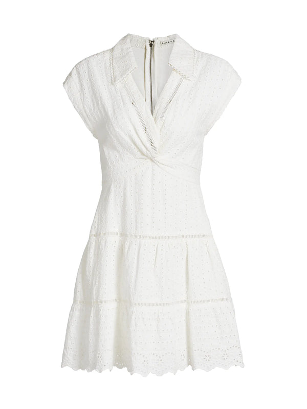 Alice + Olivia - Mila Eyelet Mini Dress - White