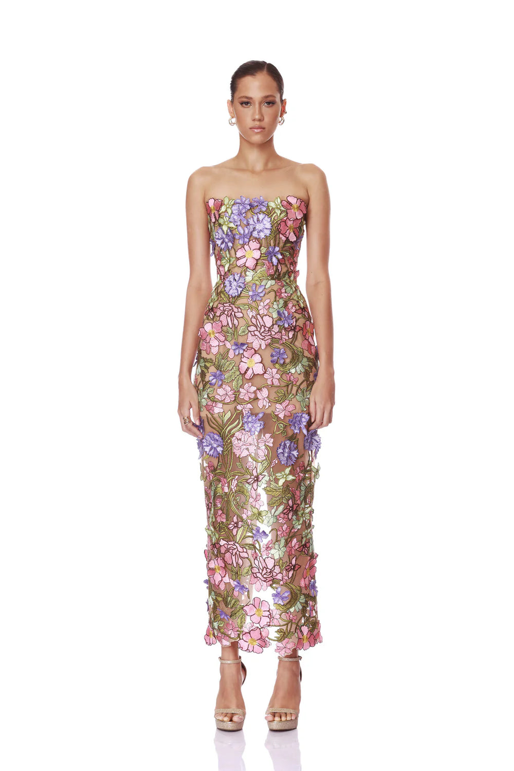 violet flared dress bronx and banco Iris Floral Aria Pink Purple Multi Mini Dress