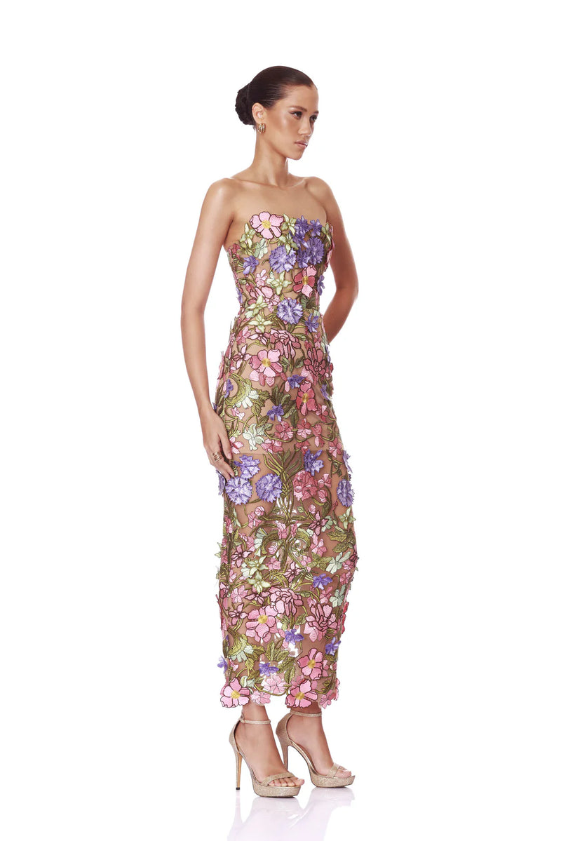 bronx and banco pink dress Bronx and Banco - Iris Floral Maraya Strapless Ankle Dress