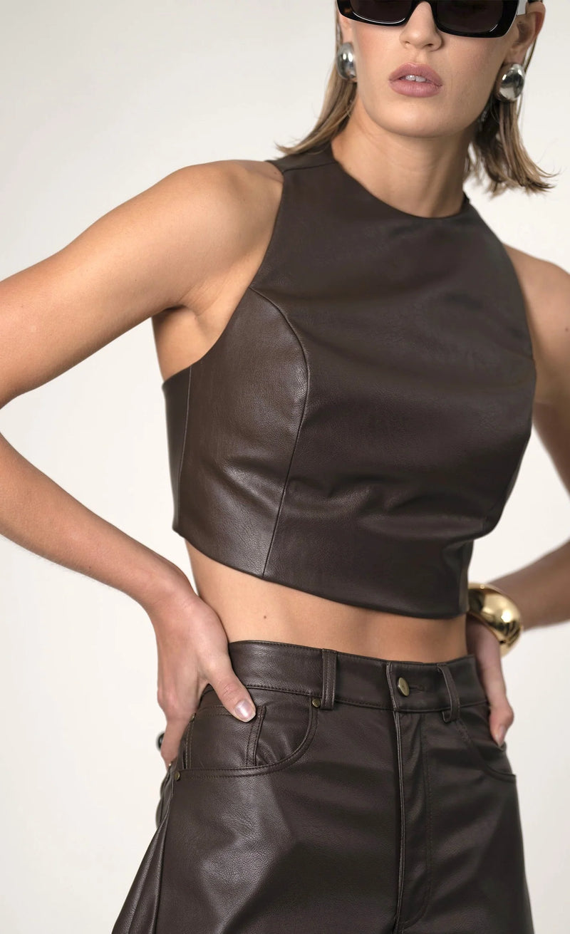 Nonchalant - Perrie Crop - Brown