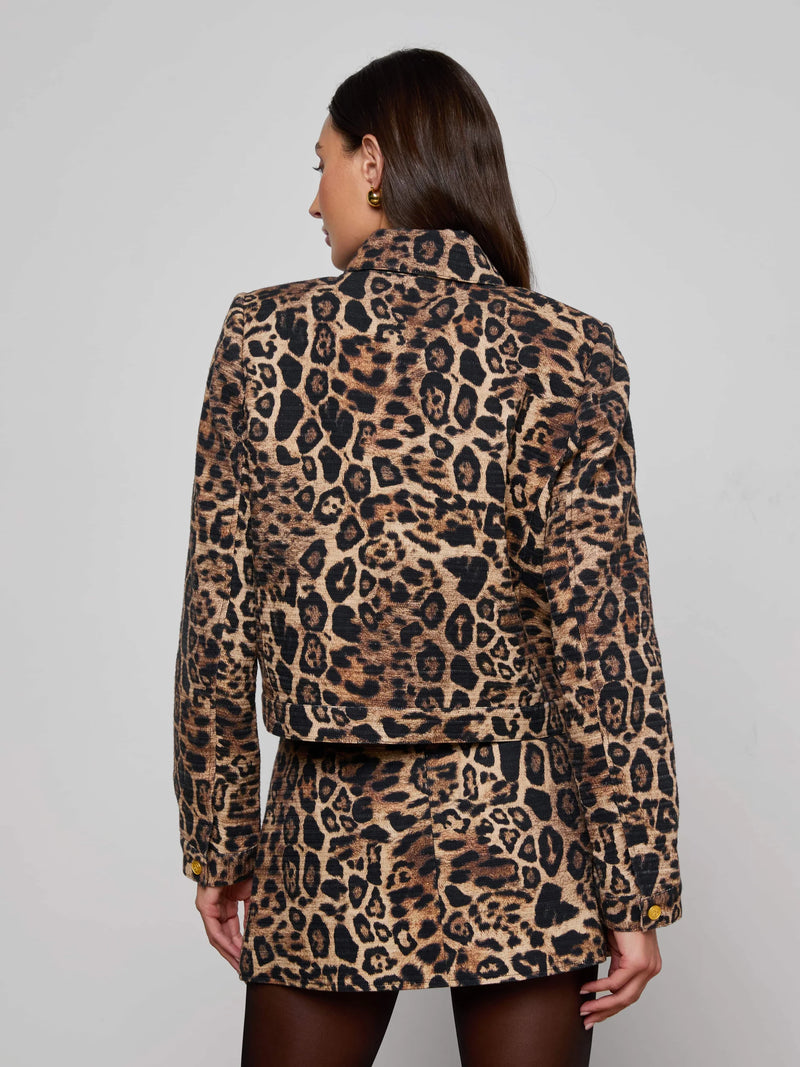 L'agence - Nyx Cropped Jacket - Brown Multi Patch Leopard