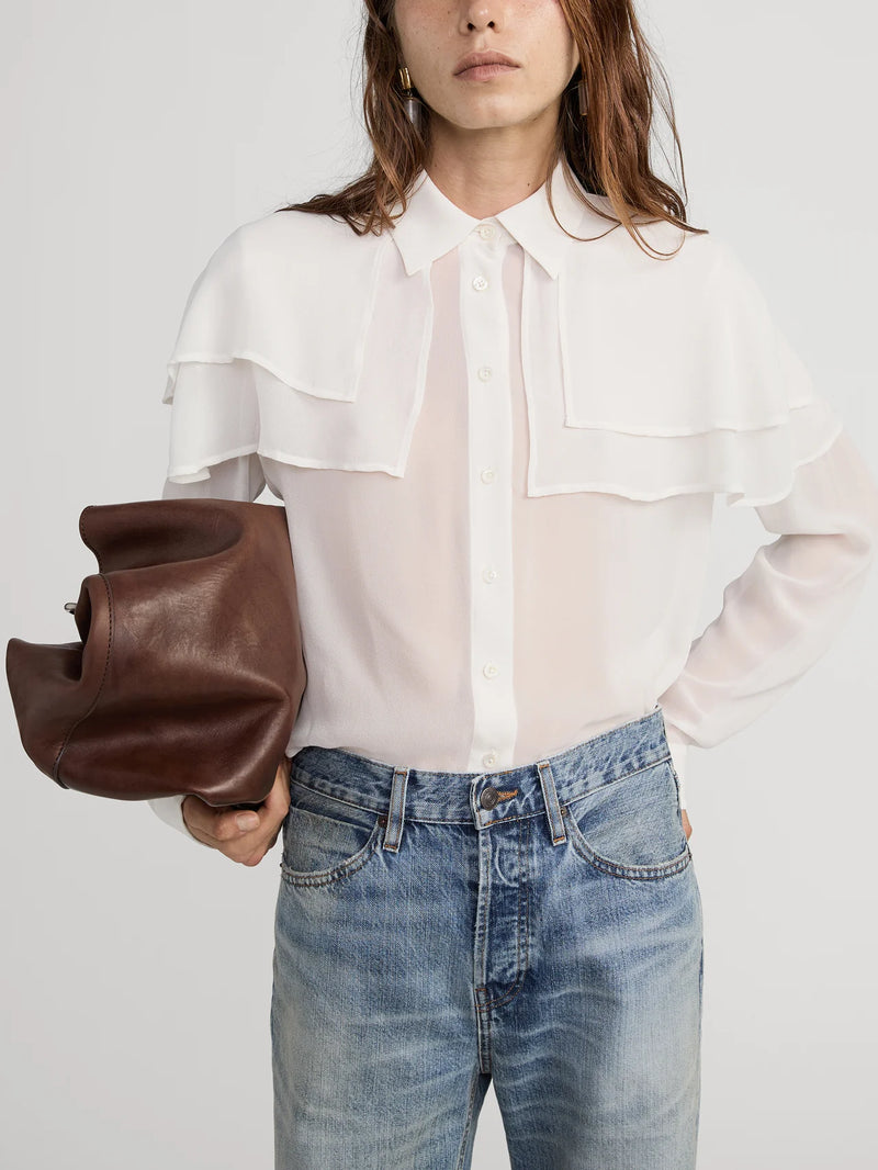 Frame - The Silk Cape Blouse - Cream