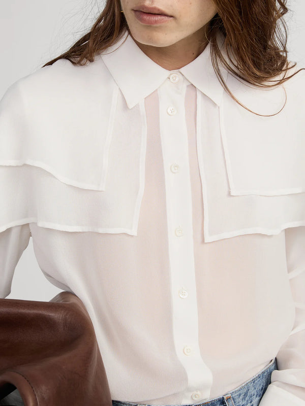 Frame - The Silk Cape Blouse - Cream