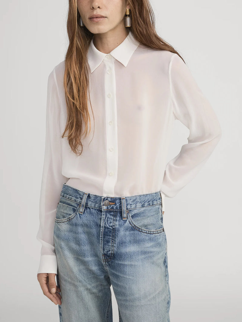 Frame - The Silk Cape Blouse - Cream
