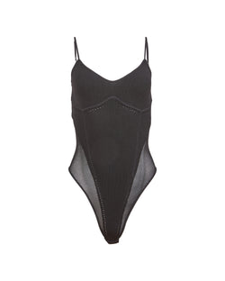 Fleur Du Mal - Knit Underbust Cami Bodysuit - Black