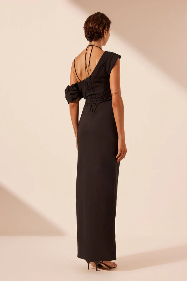 Shona Joy - Lani Asymmetrical Draped Maxi Dress - Black