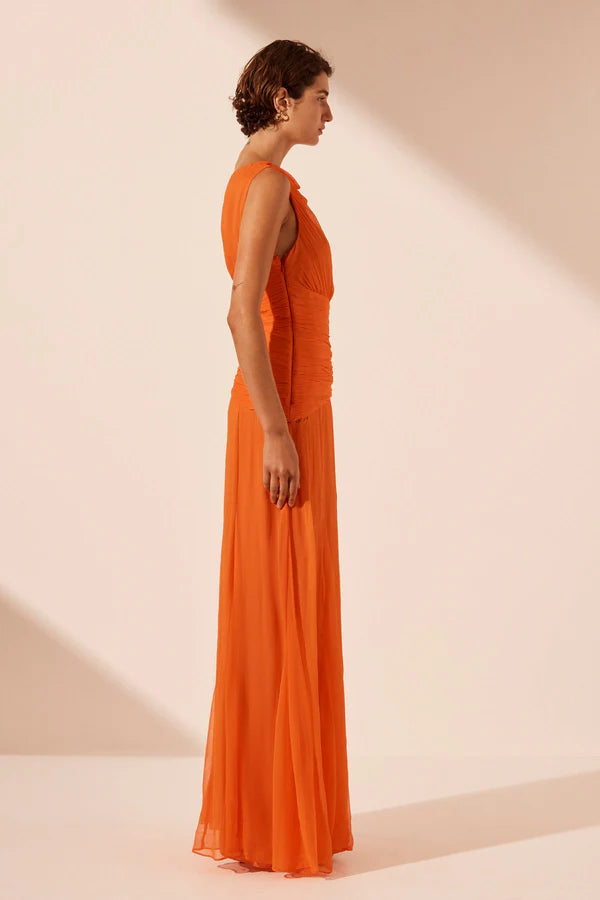 Shona Joy - Layla Cut Out Side Split Maxi Dress - Flame Orange