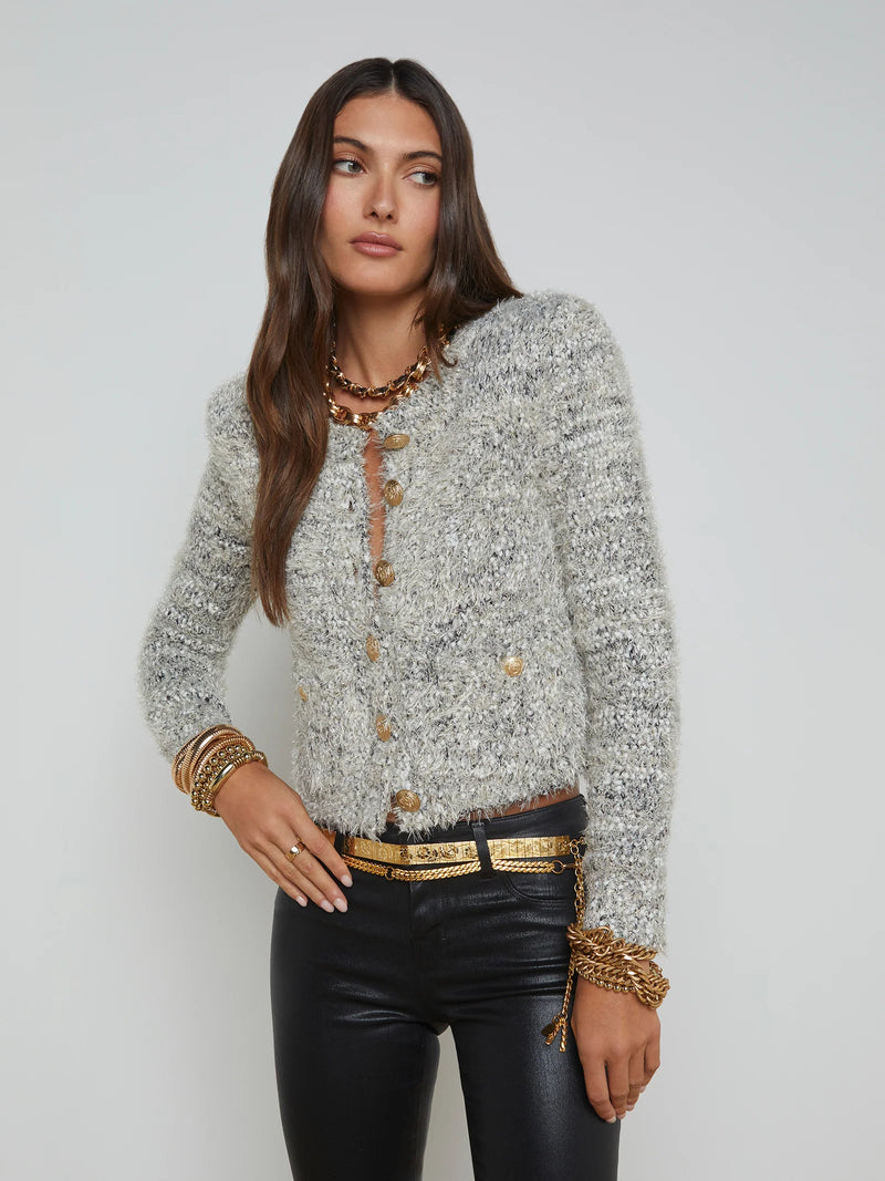 L’agence - Una Cardigan - Black/Ivory/Gold