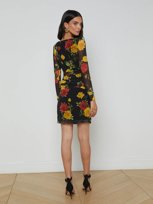 L'agence - Reiner Dress - Black/Red/Yellow Romantic Rose