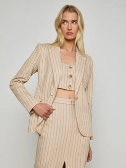 L’agence - Chamberlain Blazer - Tan/Brown Pinstripe
