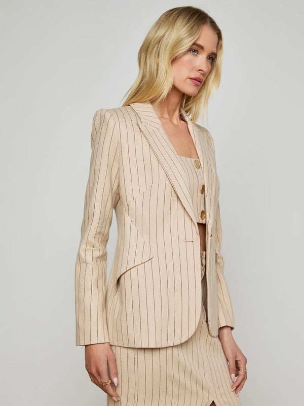 L’agence - Chamberlain Blazer - Tan/Brown Pinstripe