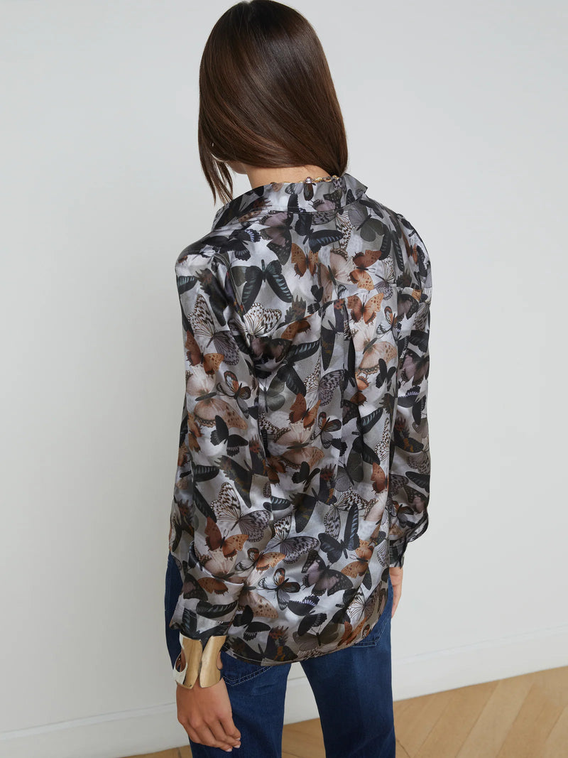 L'agence - Tyler Silk Blouse -  Multi Dark Butterfly