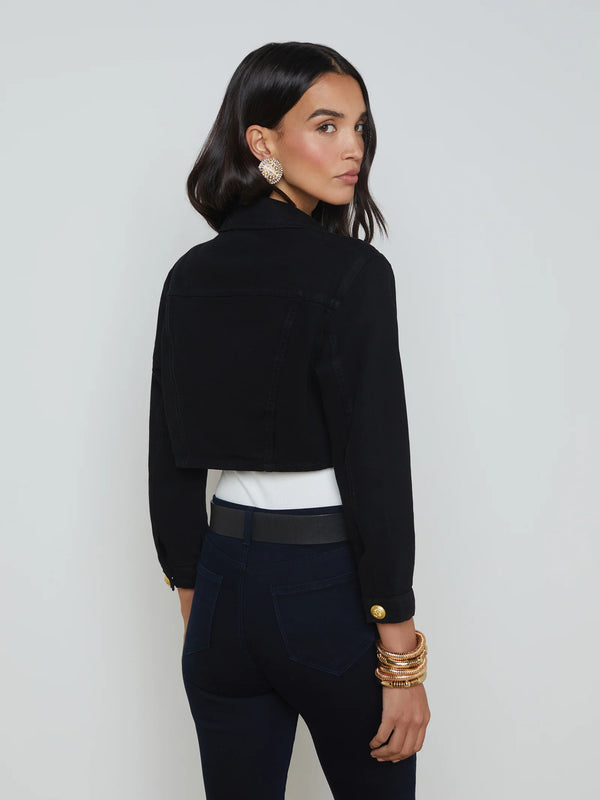 L'agence - Genevie Cropped Denim Jacket - Noir