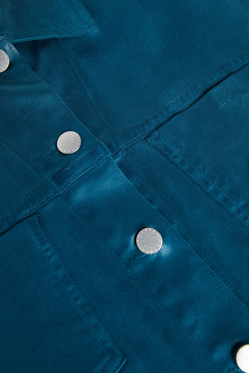 L'agence - Janelle Coated Denim Jacket - Deep Teal Coated