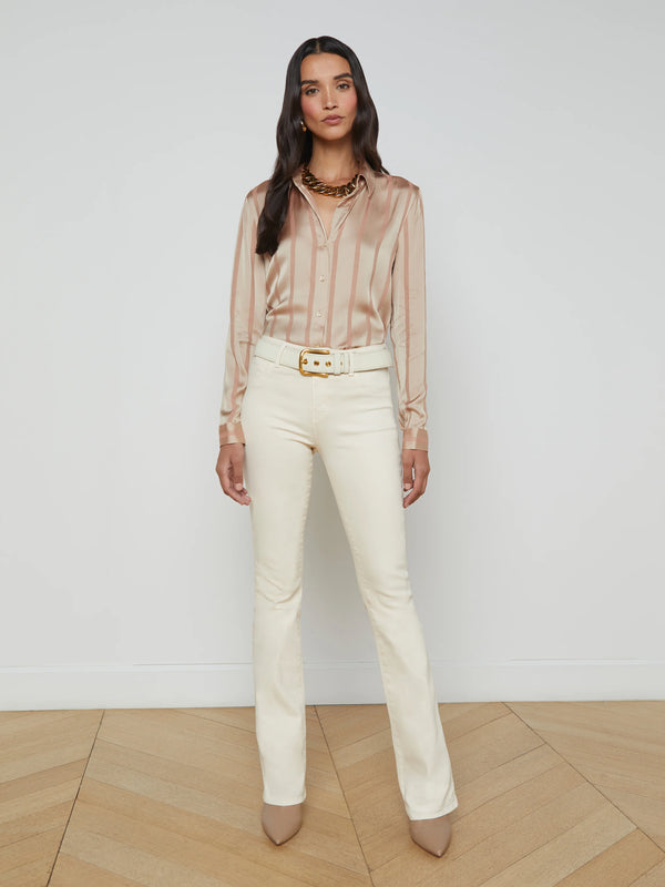 L'agence - Selma Coated Bootcut Jean - French Vanilla Coated