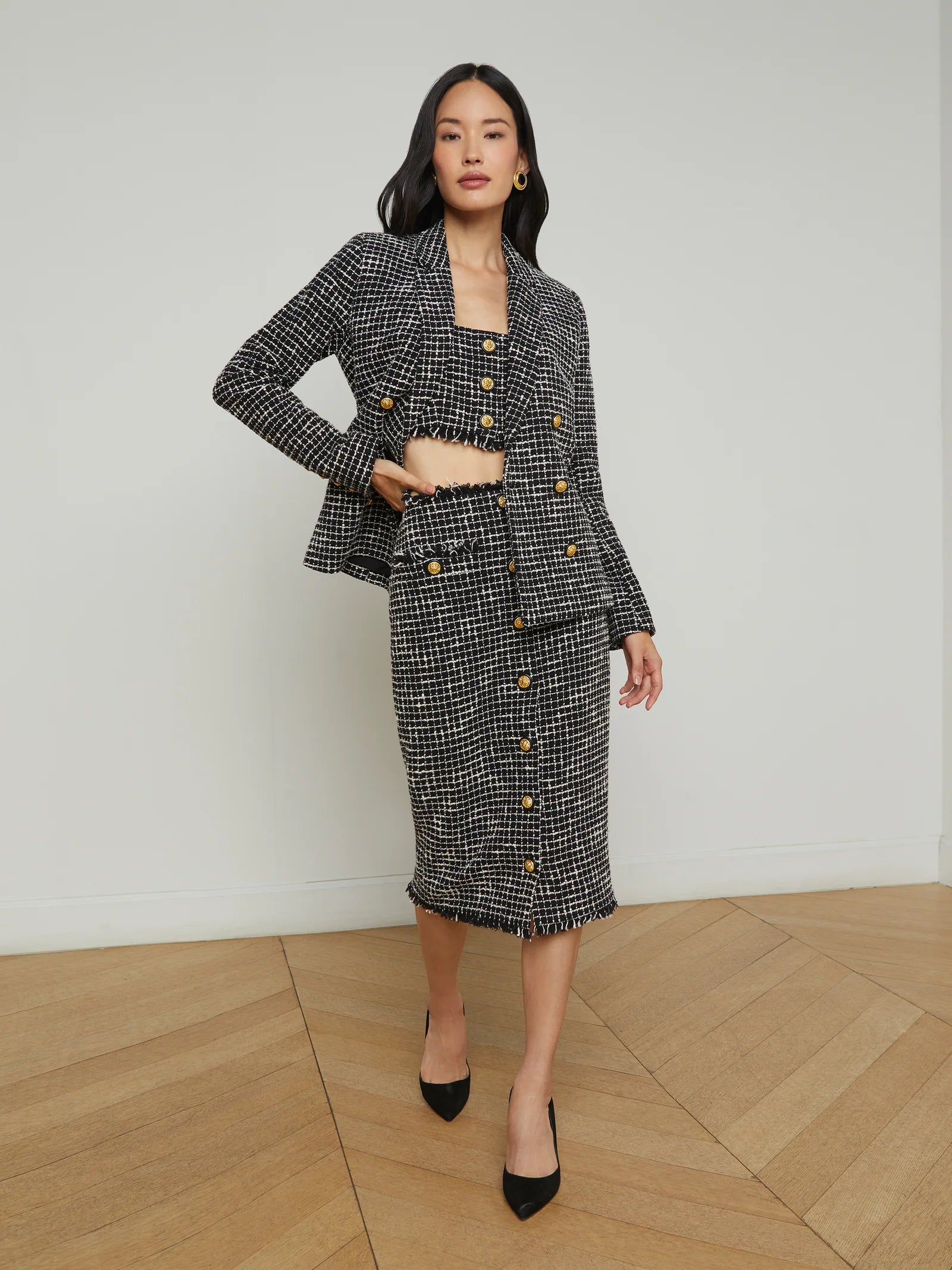 L'agence - Colin Tweed Blazer - Black/Ecru