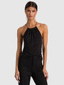 Alice + Olivia - Zumi Embellished Halter Top - Black/Gold