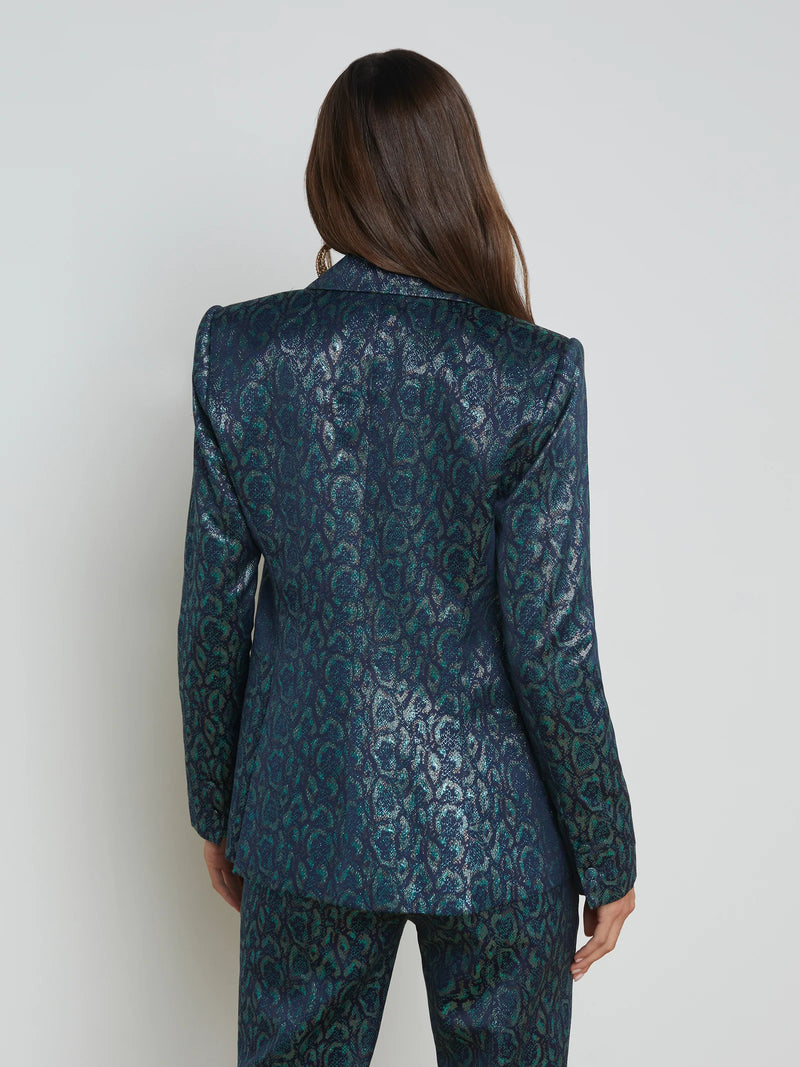 L’agence - Chamberlain Jacquard Blazer - Teal Multi Leopard Jacquard