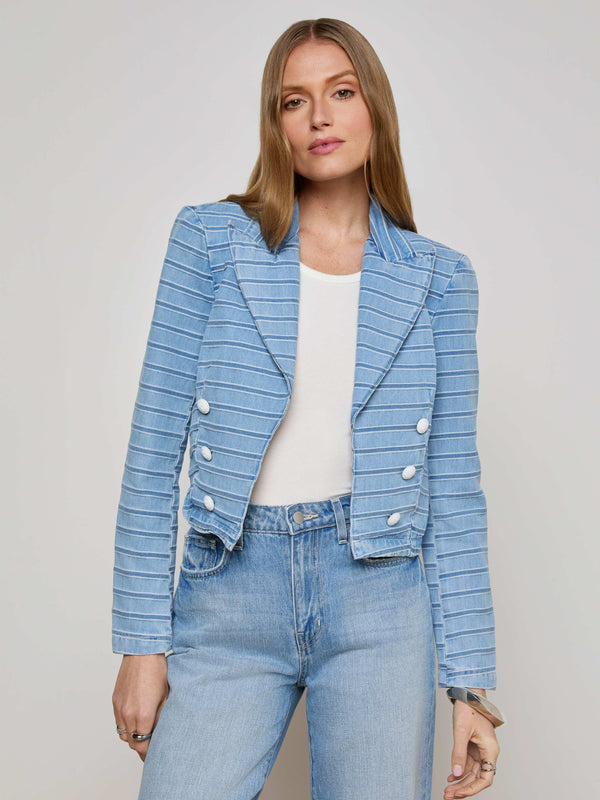 L’agence - Dolly Striped Denim Blazer - Tempe