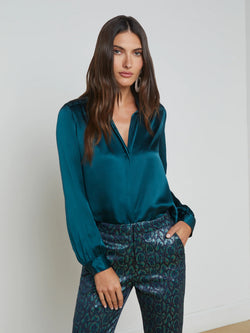 L'agence - Bianca Silk Blouse - Deep Teal