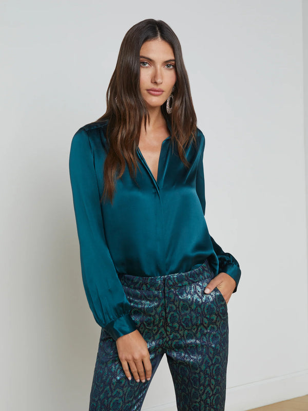 L'agence - Bianca Silk Blouse - Deep Teal