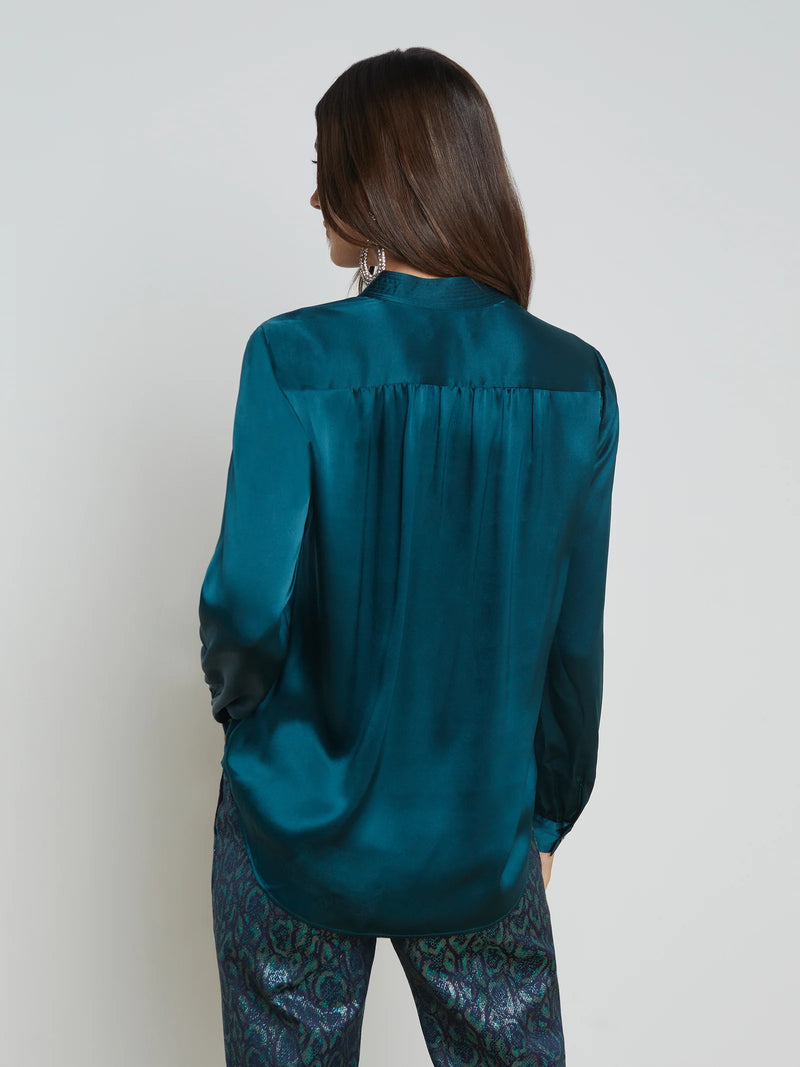 L'agence - Bianca Silk Blouse - Deep Teal