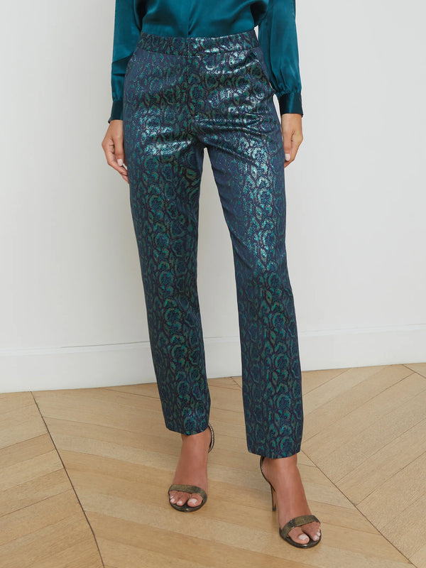 L'agence - Rebel Trouser - Teal Multi Leopard Jacquard