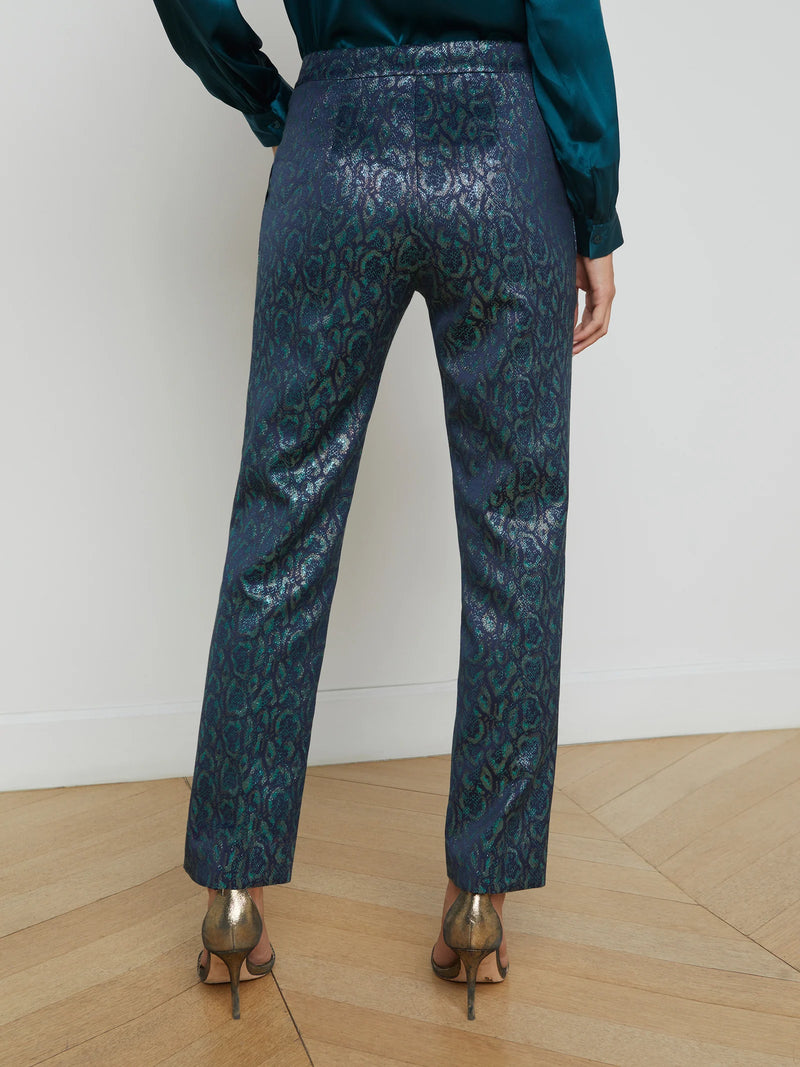 L'agence - Rebel Trouser - Teal Multi Leopard Jacquard