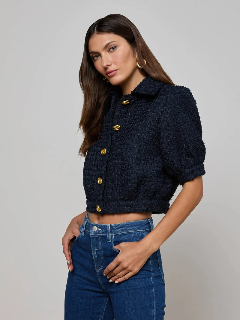 L'agence - Cove Cropped Tweed Jacket - Midnight