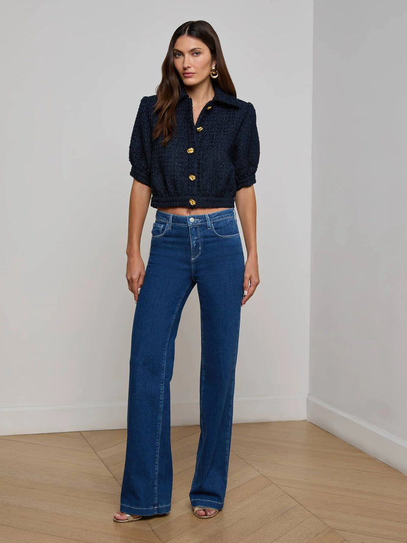 L'agence - Cove Cropped Tweed Jacket - Midnight